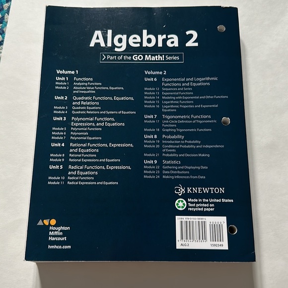 Houghton Mifflin Harcourt Algebra 2 Volume 1 - Picture 2 of 13